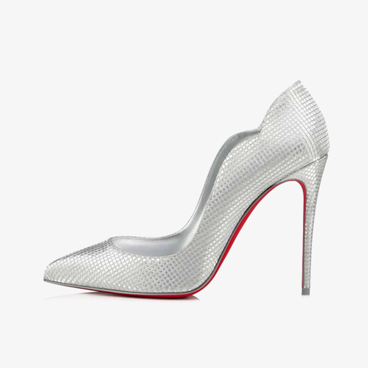 Silver Embossed Sequin Pumps ￡? alow-cut vamp - ARNO CONTI