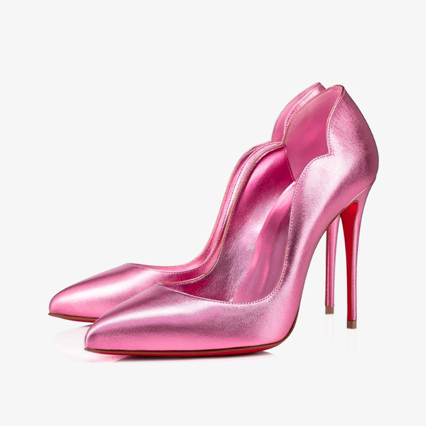 Pink Leather Stiletto with Red Sole - ARNO CONTI