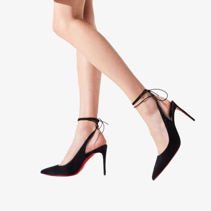 Black Velvet Pump with Ankle Laces - ARNO CONTI