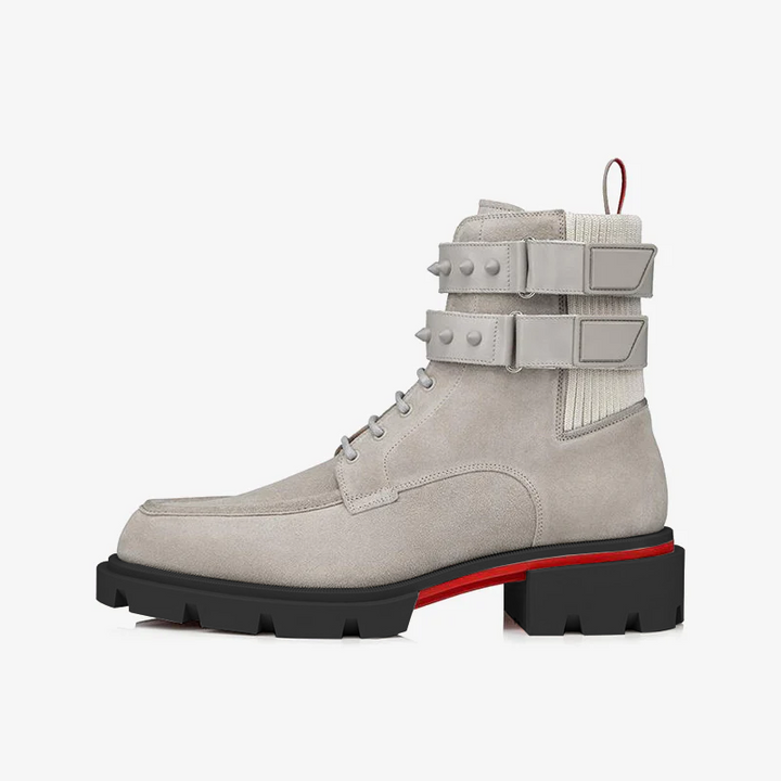 Grey Suede and Leather Hybrid Boot - ARNO CONTI