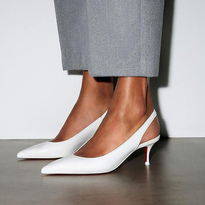 Elegant White Leather Slingback Pumps - ARNO CONTI