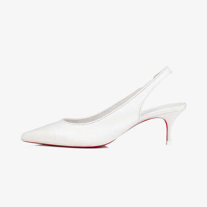 Elegant White Leather Slingback Pumps - ARNO CONTI