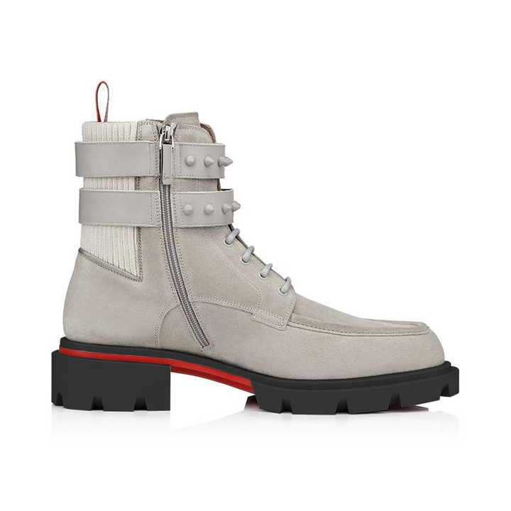 Grey Suede and Leather Hybrid Boot - ARNO CONTI