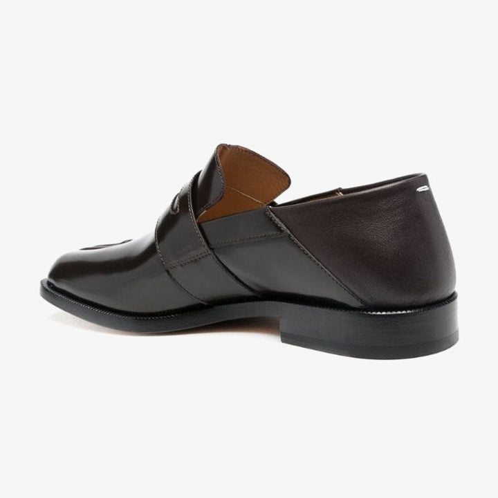 Split-toe Leather Loafers in Dark Brown - Arno Conti Shoe