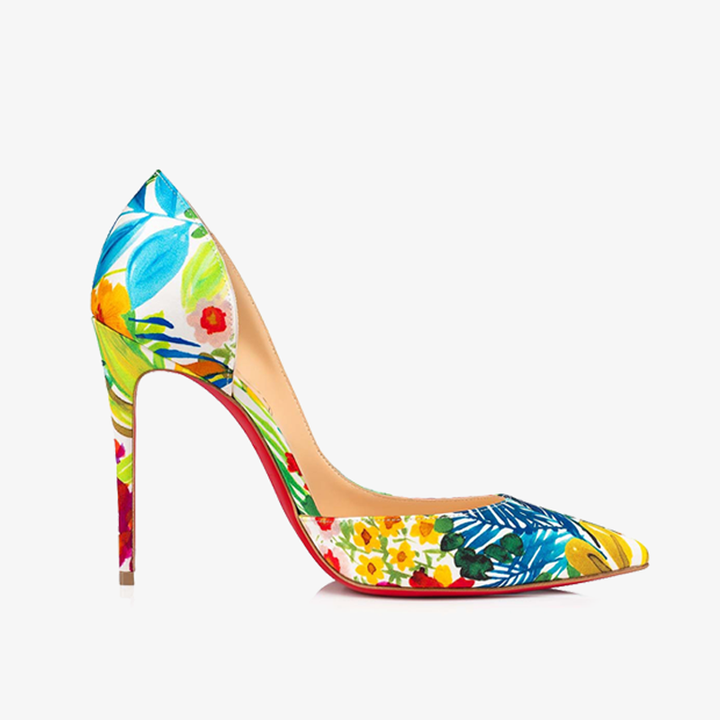 Multi-color Floral Satin Crepe Pumps - ARNO CONTI