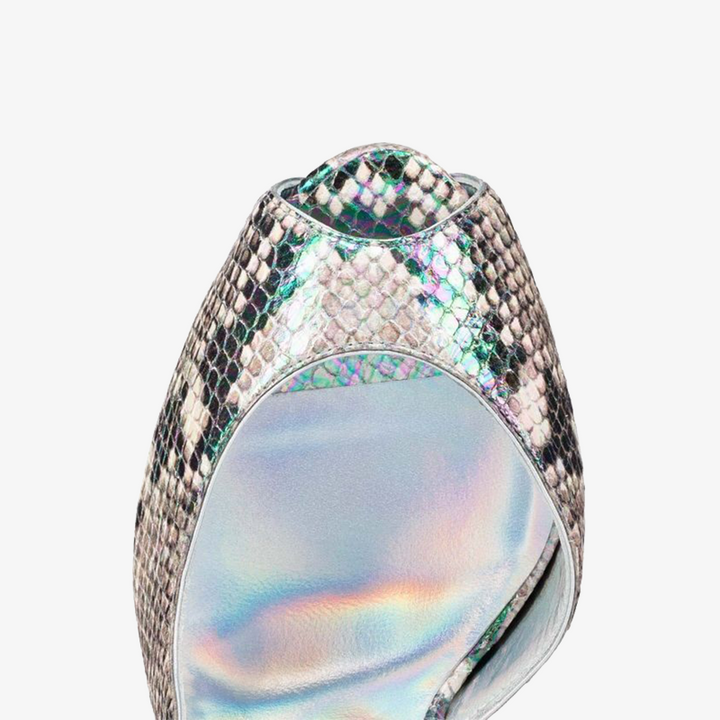 Silver Calf Leather Pumps and Crossover Strap Design - ARNO CONTI