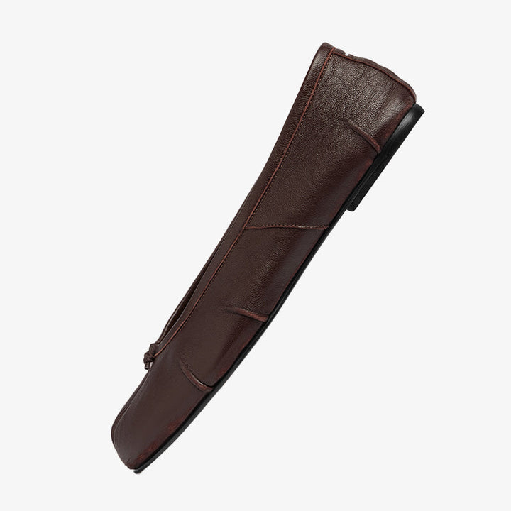 Elegant Split-Toe Ballet Flats in Tan Leather - Arno Conti Shoe