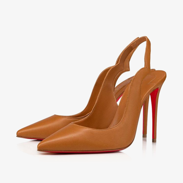 Brown Nappa Leather Cut-Out Heels - ARNO CONTI