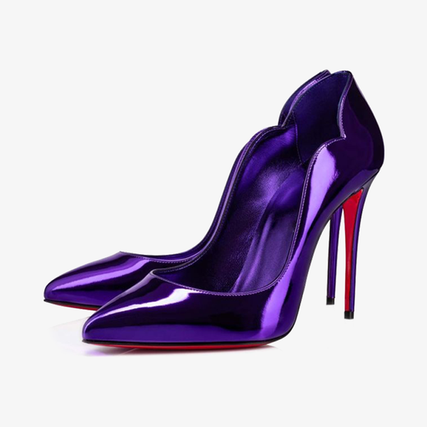 Purple Mirror-Effect Pumps with Pointed Toe - ARNO CONTI