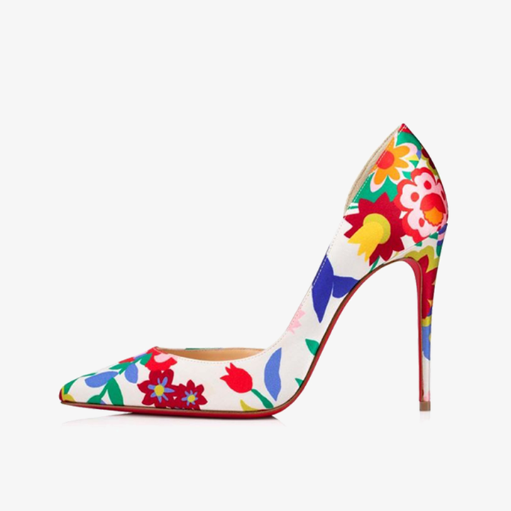 Multicolored Floral-Print Satin Stiletto - ARNO CONTI