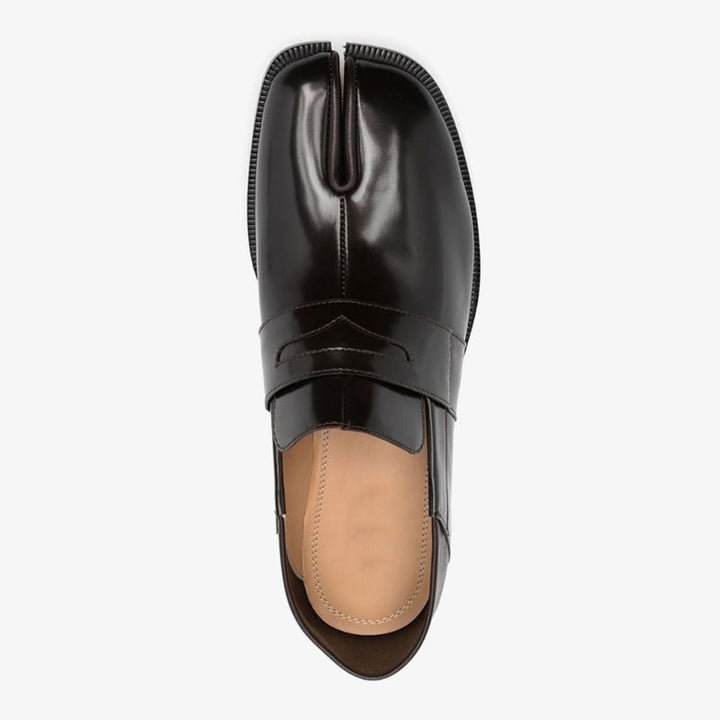 Split-toe Leather Loafers in Dark Brown - Arno Conti Shoe