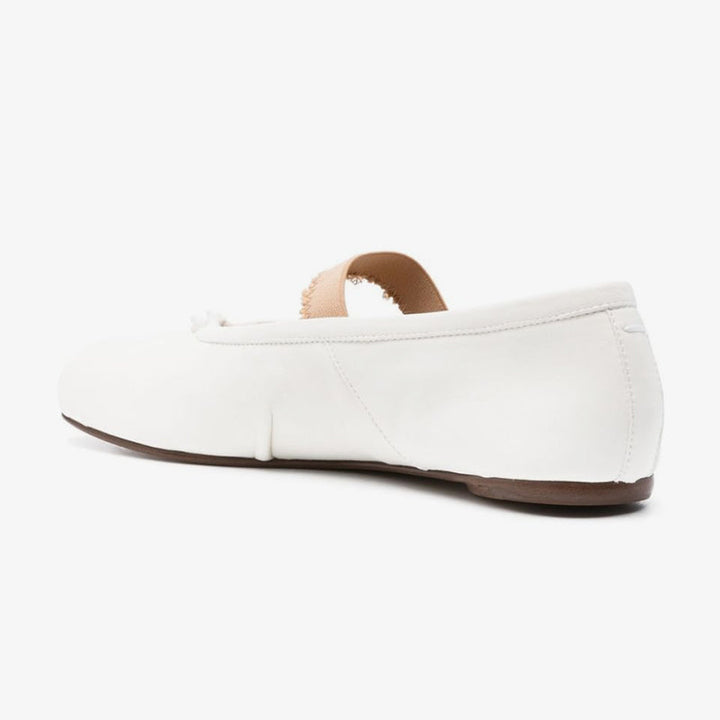 Split-toe Ballerina Shoes in Ivory White - Arno Conti Shoe