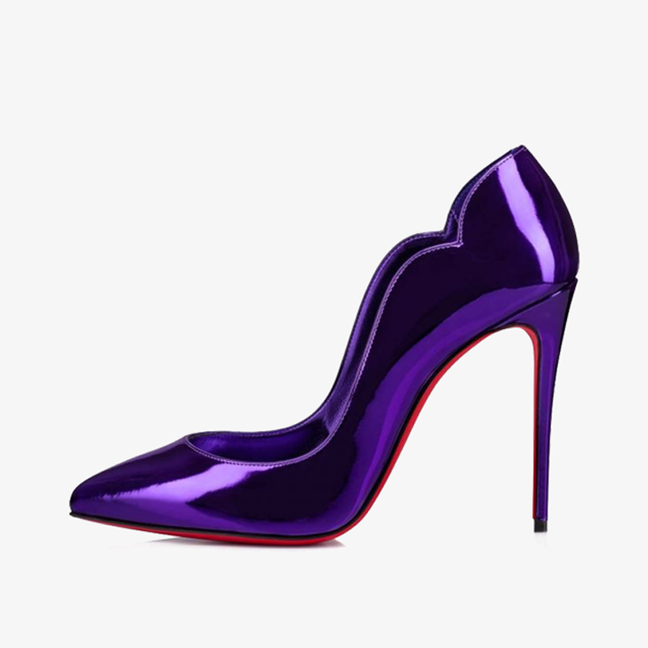 Purple Mirror-Effect Pumps with Pointed Toe - ARNO CONTI