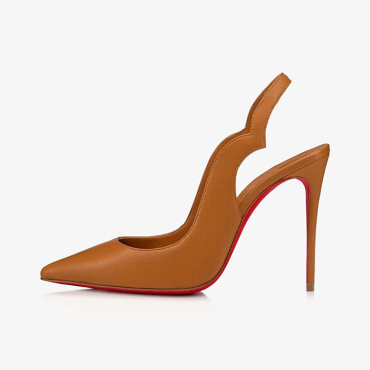 Brown Nappa Leather Cut-Out Heels - ARNO CONTI