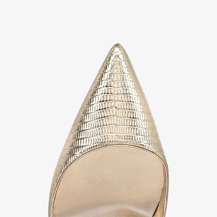 Gold Calf Lizard-Effect Embossed Leather - ARNO CONTI