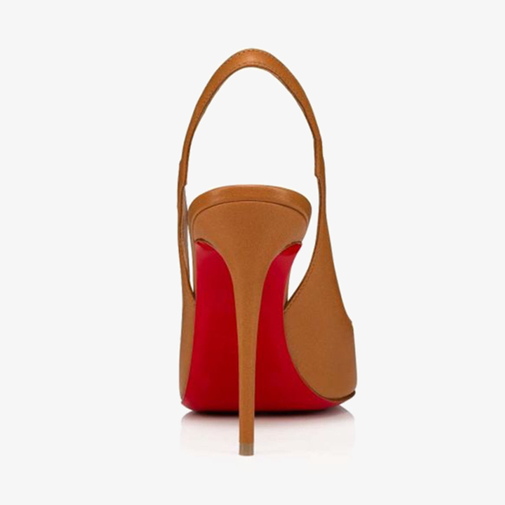 Brown Nappa Leather Cut-Out Heels - ARNO CONTI
