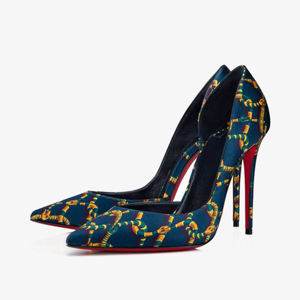 Midnight Blue satin Pump with Plunging Decollete - ARNO CONTI