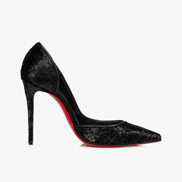 Trendy Black Laminated Velvet Pump - ARNO CONTI