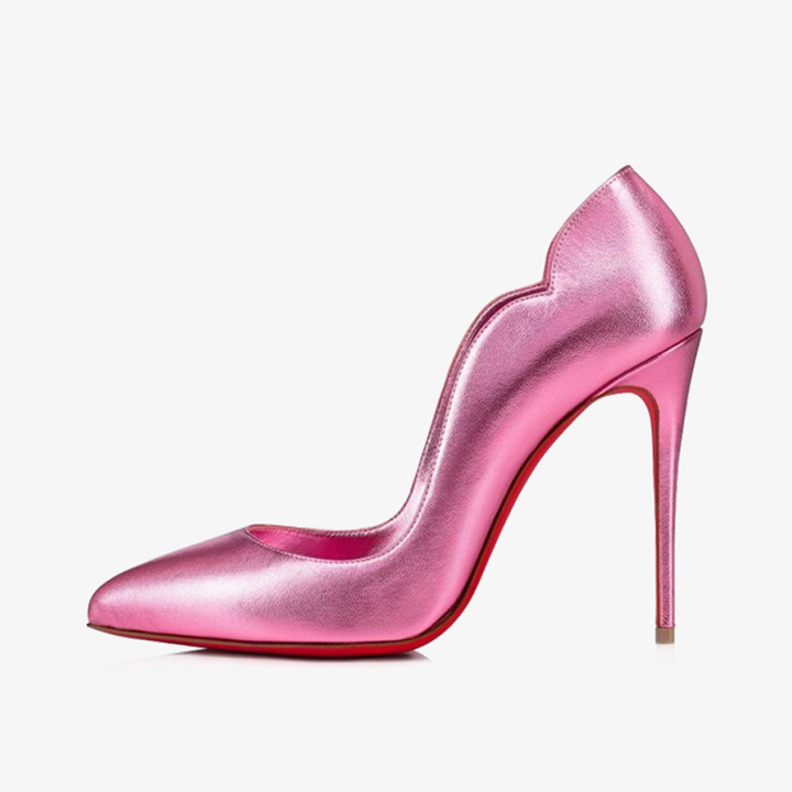 Pink Leather Stiletto with Red Sole - ARNO CONTI