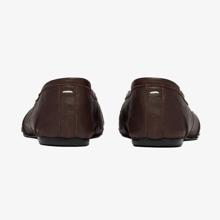 Elegant Split-Toe Ballet Flats in Tan Leather - Arno Conti Shoe