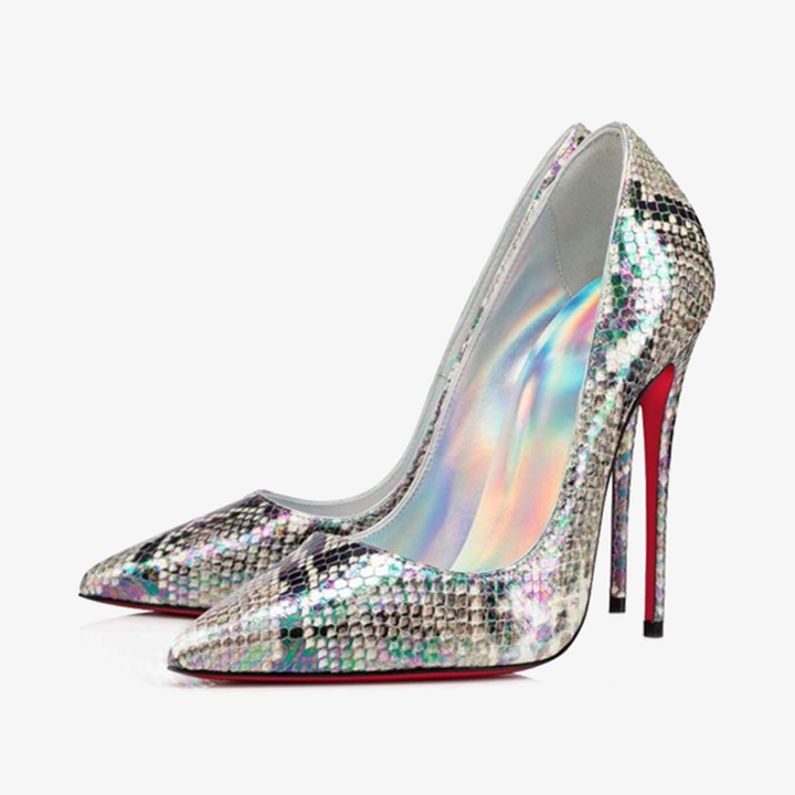 Silver Calf Leather Fashionable High Heels - ARNO CONTI