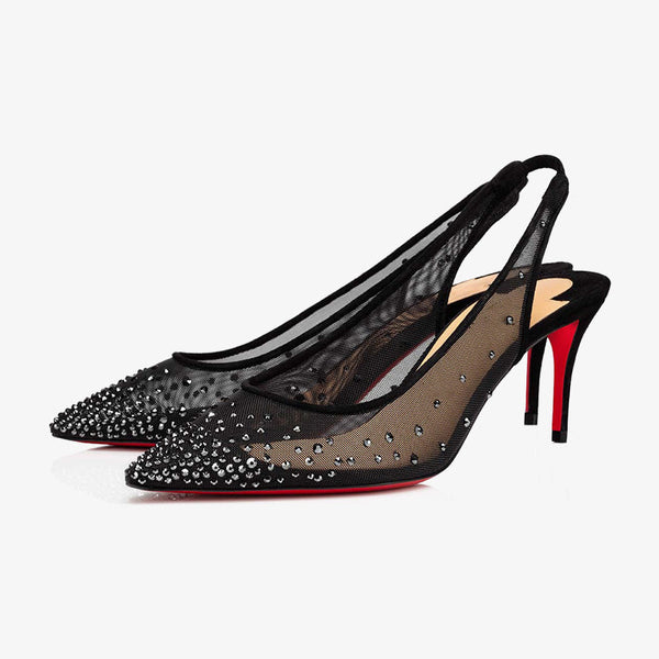 Crystal-Embellished Slingback Heel