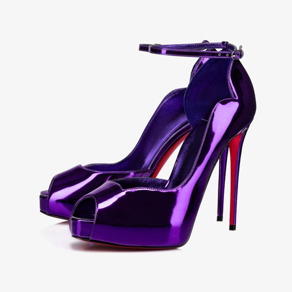 Purple Leather Pumps with Adjustable Straps - ARNO CONTI