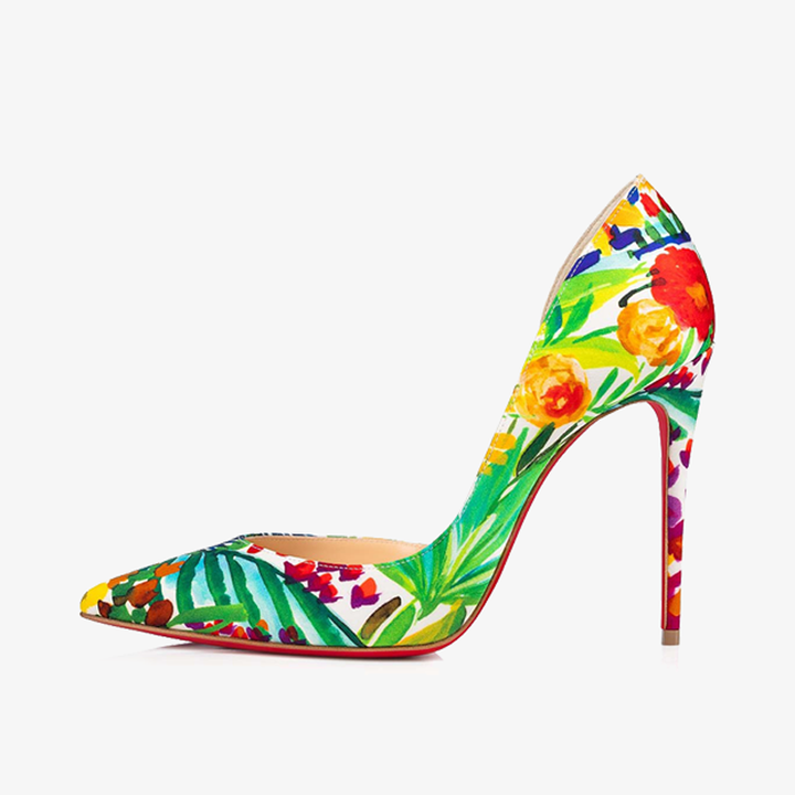 Multi-color Floral Satin Crepe Pumps - ARNO CONTI