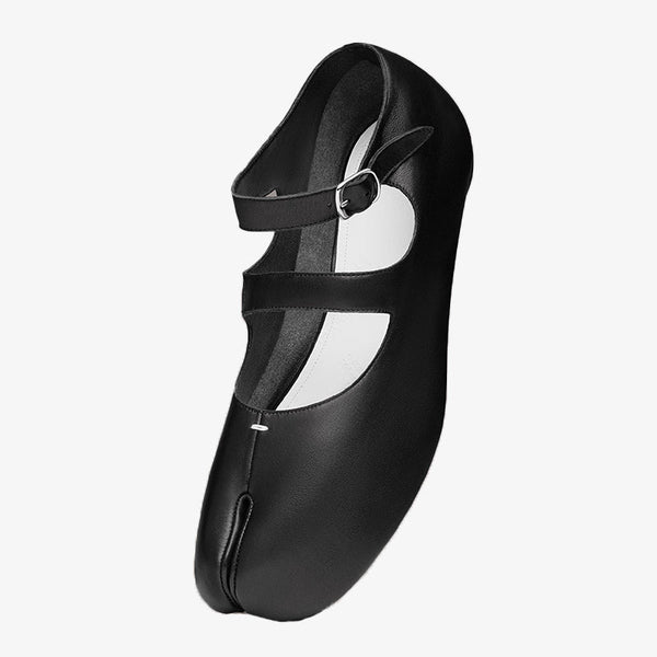 Leather Split-toe Ballerinas with Rope Bow - Arno Conti Shoe