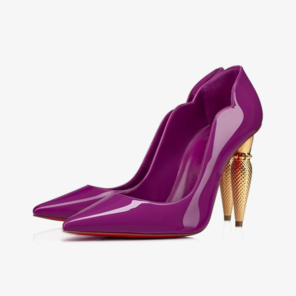 Purple Patent Leather Pump with Gold Heel - ARNO CONTI