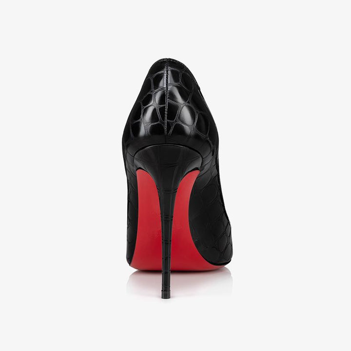 Refined Black Alligator-Embossed Leather Stiletto - ARNO CONTI