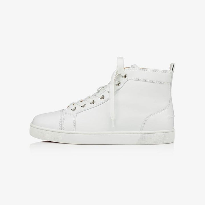 Leather lassic Men's White High Top Sneakers - ARNO CONTI