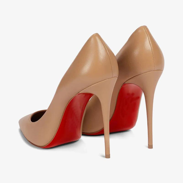 Refined Medium Beige Leather Pumps - ARNO CONTI