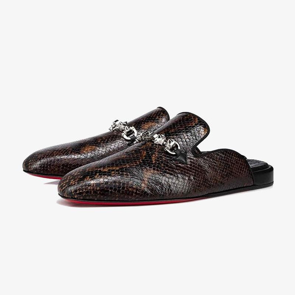 Snake Prints Horsebit Leather Slippers - ARNO CONTI