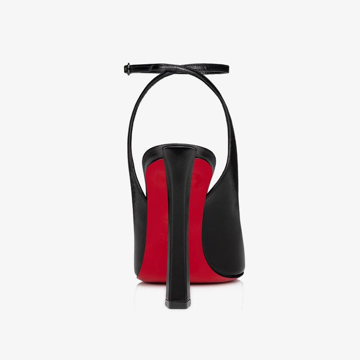 Unique Black Leather Pump with Slanted Heel - ARNO CONTI