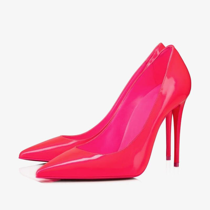 Fluo Pink Patent Leather Pointed Toe Pumps - ARNO CONTI