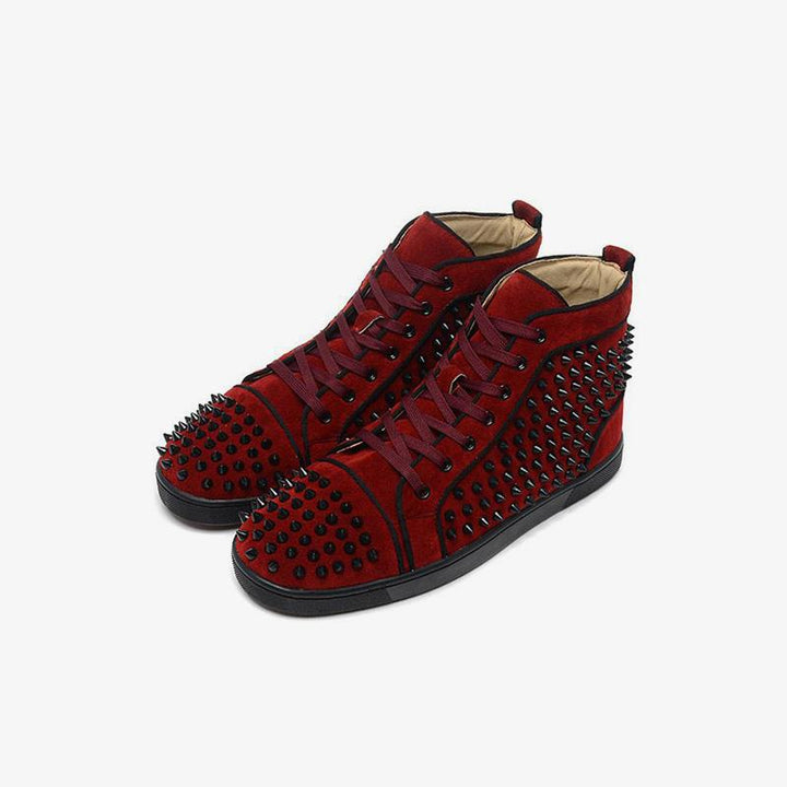 Spikes Red Velvet Trendy Mens Shoes - ARNO CONTI