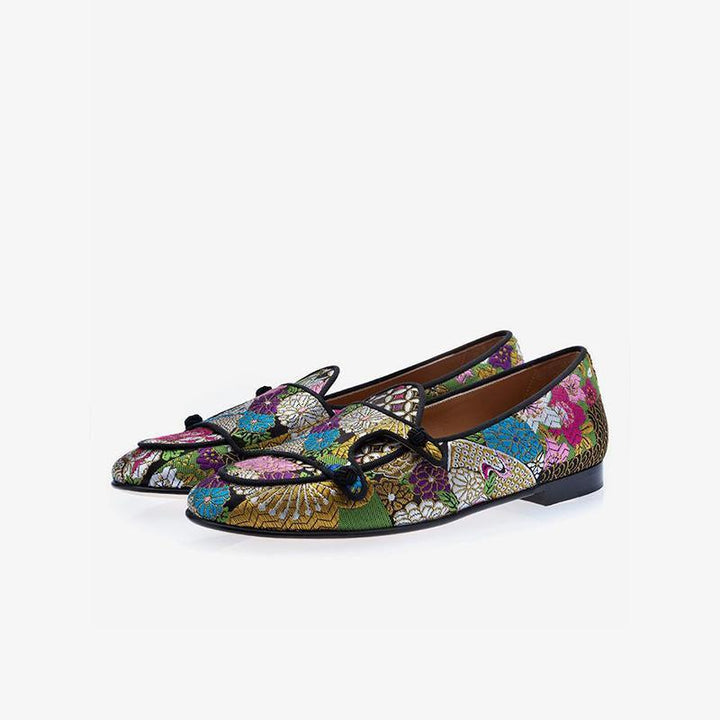 Vibrant Floral Embroidered Loafers - Arno Conti Shoe