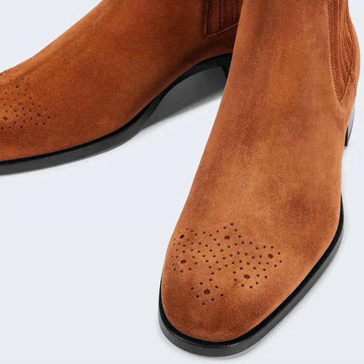 Micro Suede Upper Round Toe Boots - Arno Conti Shoe