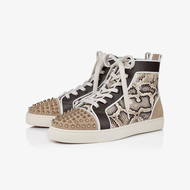 Snake Printed Sneakers Spikes Calf Leather - ARNO CONTI