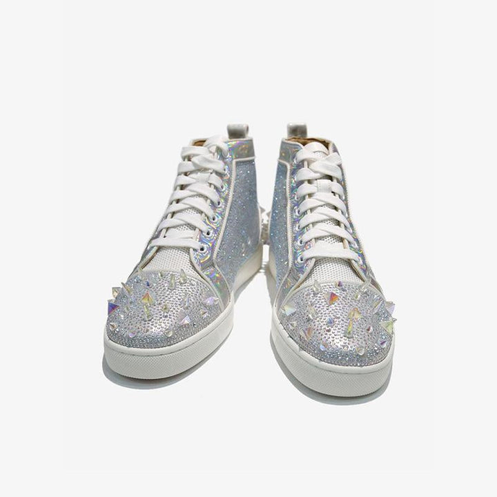 Spikes Silver Strass High-top Sneakers - ARNO CONTI