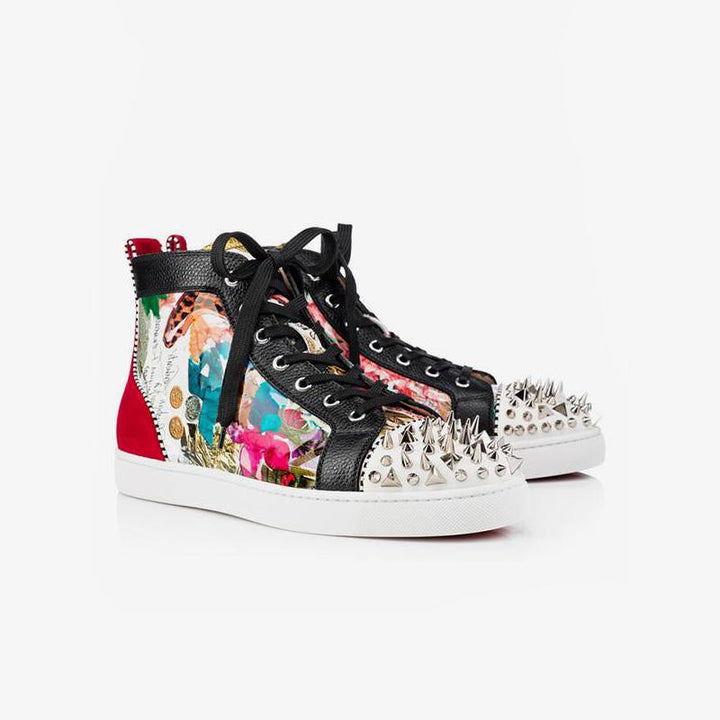 Colorful Patterns Sneakers Spikes Zipper - ARNO CONTI