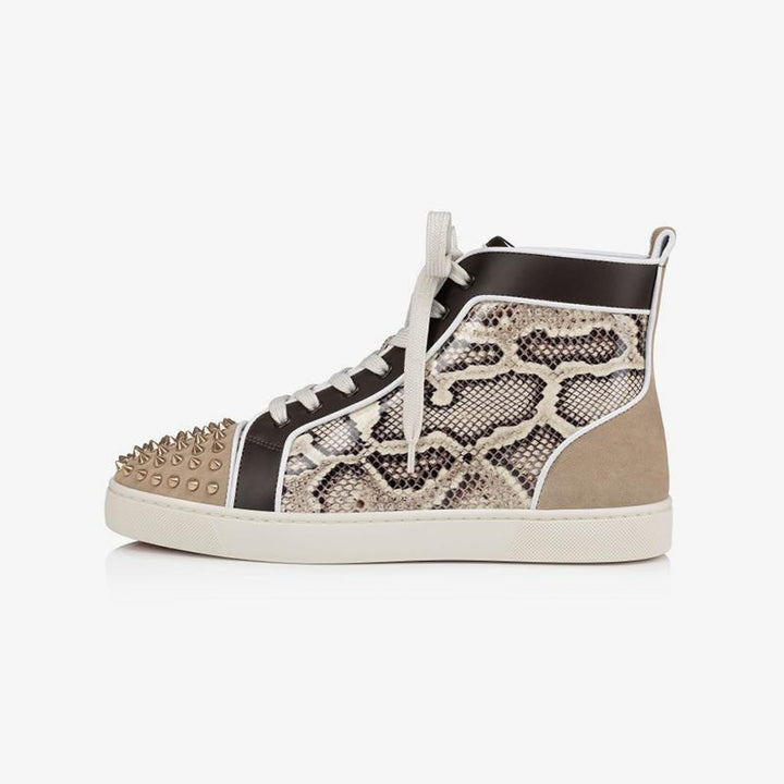 Snake Printed Sneakers Spikes Calf Leather - ARNO CONTI