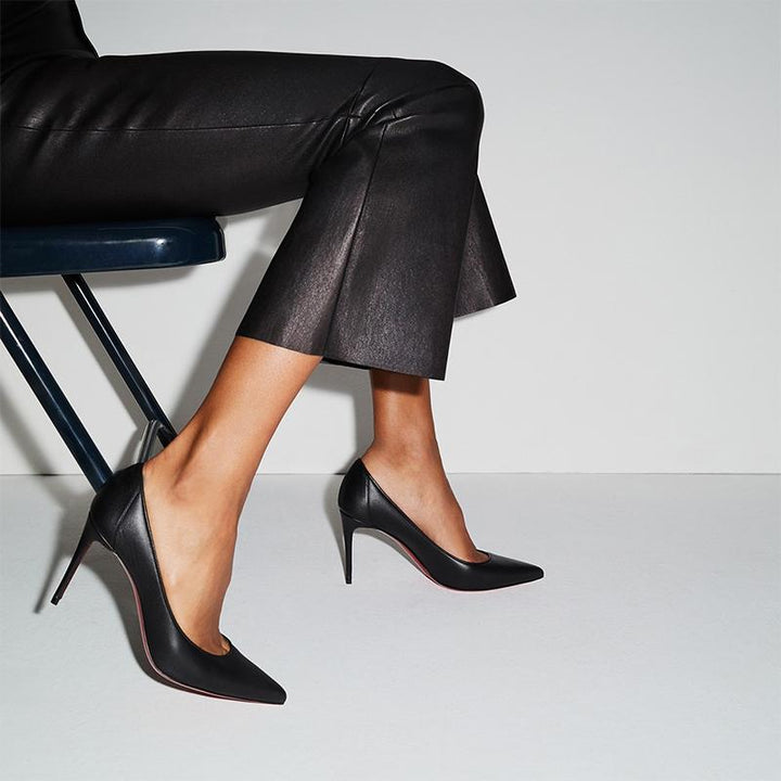 Black Leather Pointed Toe Pump - ARNO CONTI