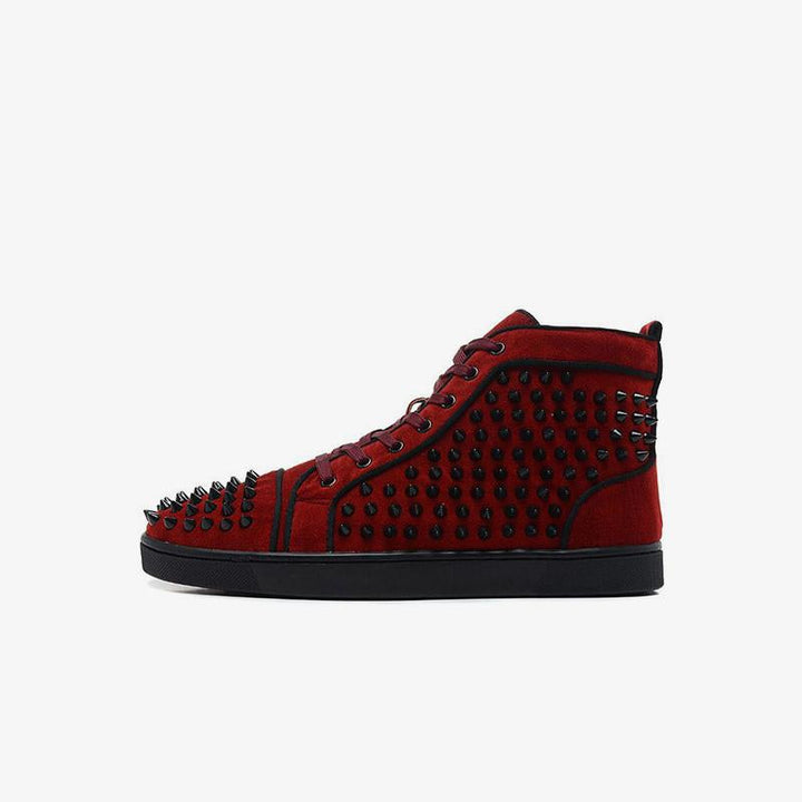 Spikes Red Velvet Trendy Mens Shoes - ARNO CONTI