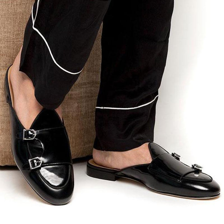 Mens Black Monk Strap Shoes - ARNO CONTI