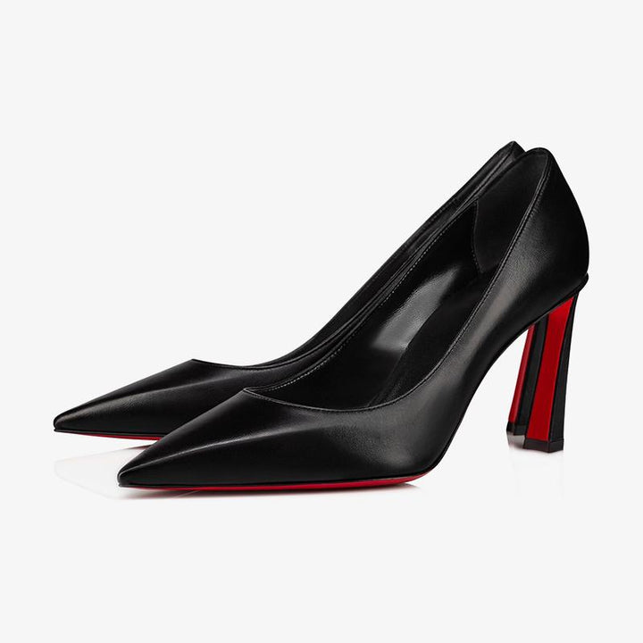 Black Leather Pointed Toe 100 mm Pump - ARNO CONTI
