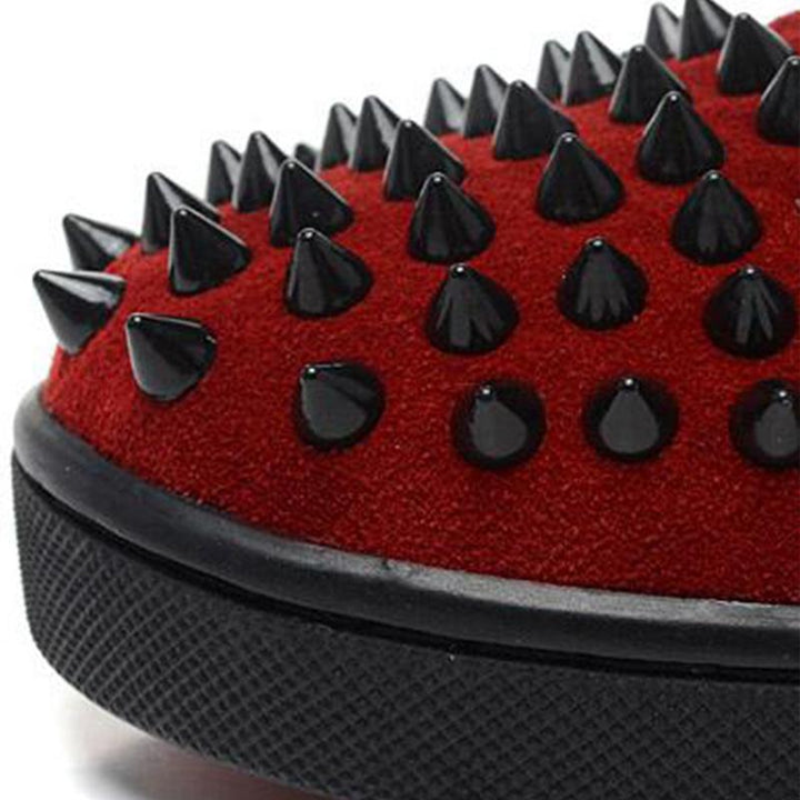 Spikes Red Velvet Trendy Mens Shoes - ARNO CONTI