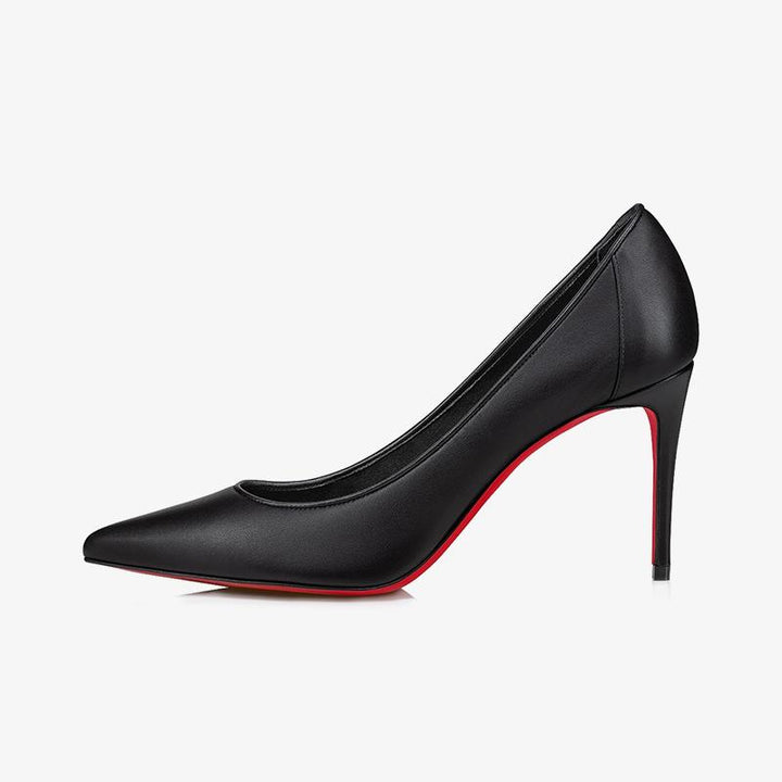 Black Leather Pointed Toe Pump - ARNO CONTI