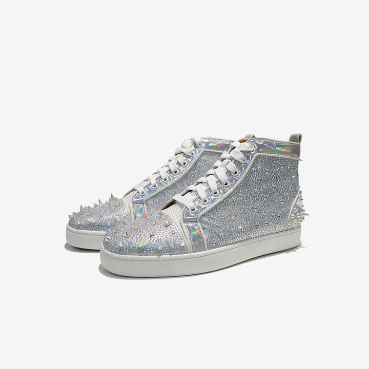 Spikes Silver Strass High-top Sneakers - ARNO CONTI